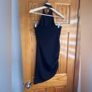 Black halter mini dress